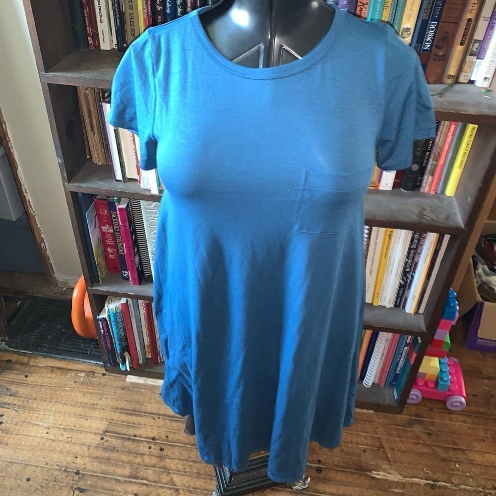 Lularoe blue high low XS knit swing dress